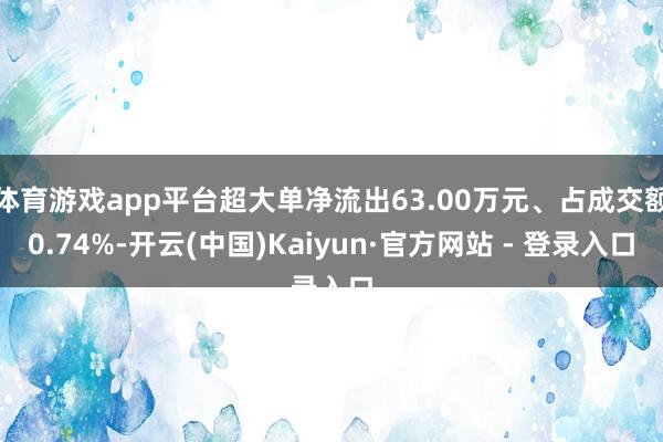 体育游戏app平台超大单净流出63.00万元、占成交额0.74%-开云(中国)Kaiyun·官方网站 - 登录入口