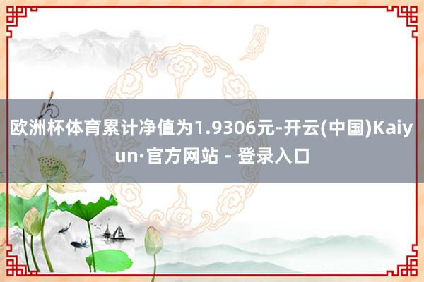 欧洲杯体育累计净值为1.9306元-开云(中国)Kaiyun·官方网站 - 登录入口